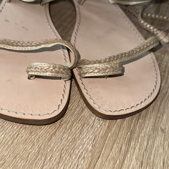Nicole Miller Lace-Up Sandals gold toned tassels braided size 6 leather - Picture 3 of 5